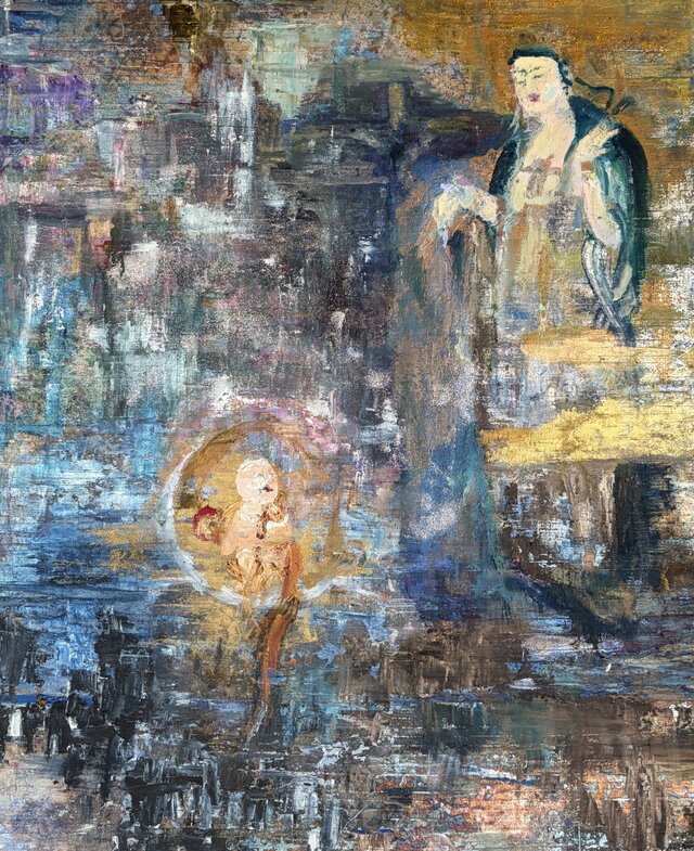 油絵 応接間に飾ってあった 作者不明 Work 26.06'26 ー 悲母観音 ー | iichi 日々の暮らしを心地よくする