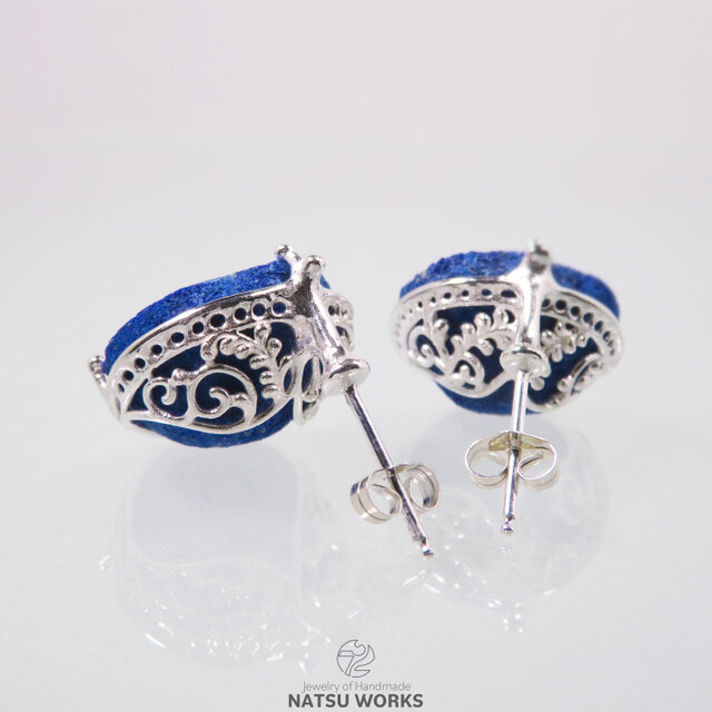 アズライト ジオード ピアス / Azurite Geode earring 077 | iichi
