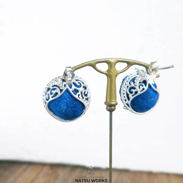 アズライト ジオード ピアス / Azurite Geode earring 077 | iichi