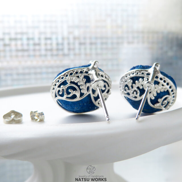 アズライト ジオード ピアス / Azurite Geode earring 077 | iichi