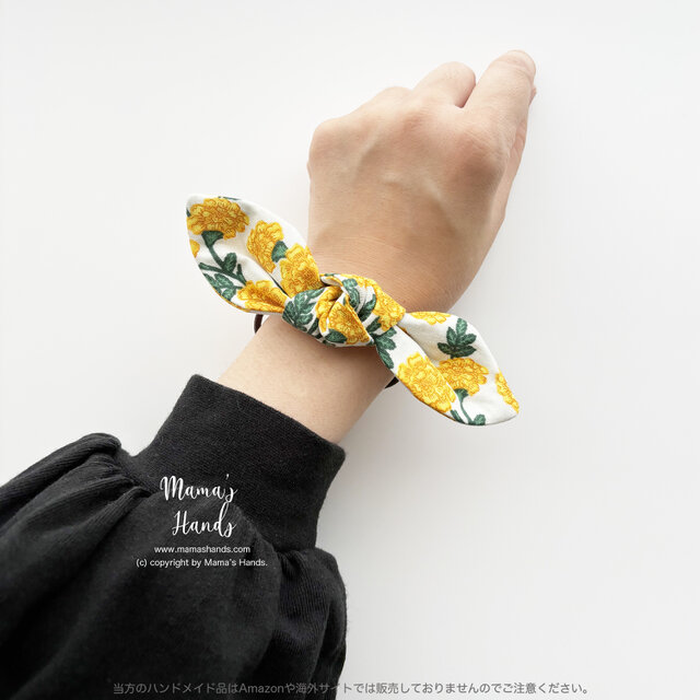 レトロ 可愛い 黄色 花柄》ビンテージ スタイル レモン色 リボン