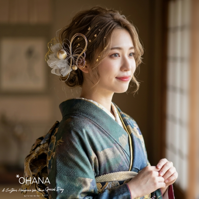 水引＆オーガンジーリボンの髪飾りセット 成人式 振袖 卒業式 袴 結婚