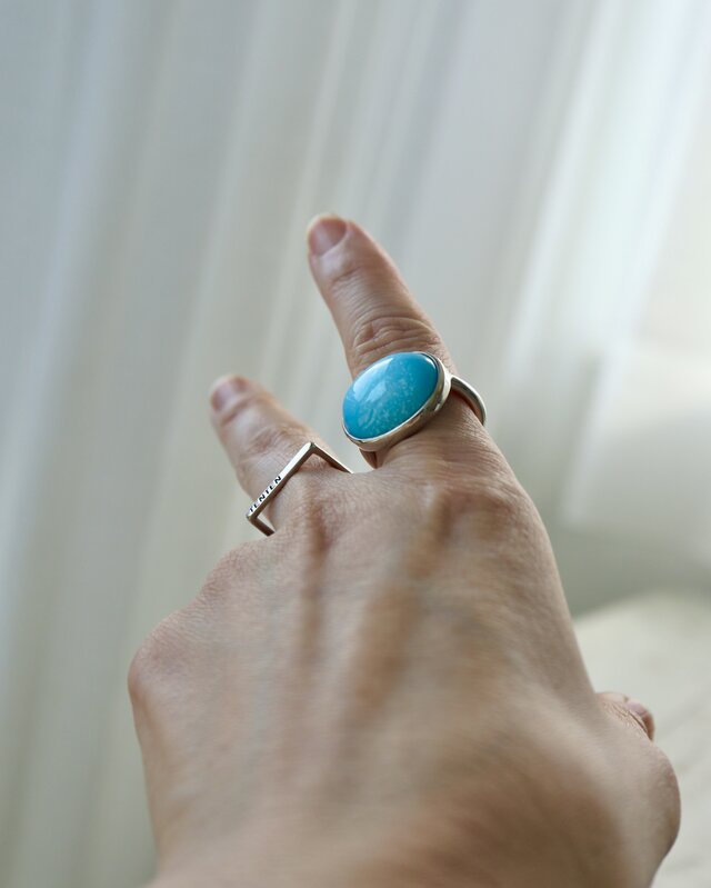 トルコ人デザイナーによる大振りアパタイトエスニックリング K10WG[arizona turquoise]ring | iichi 日々の暮らしを心地よくする