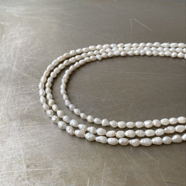 Vintage 90s retro SILVER fresh water pearl necklace | iichi 日々の
