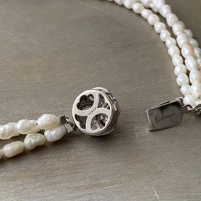 Vintage 90s retro SILVER fresh water pearl necklace | iichi 日々の