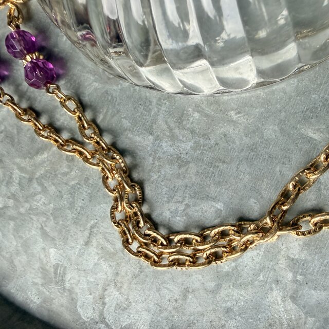 NA179-【 AVON 】エイボン・ヴィンテージネックレス Amethyst Colored