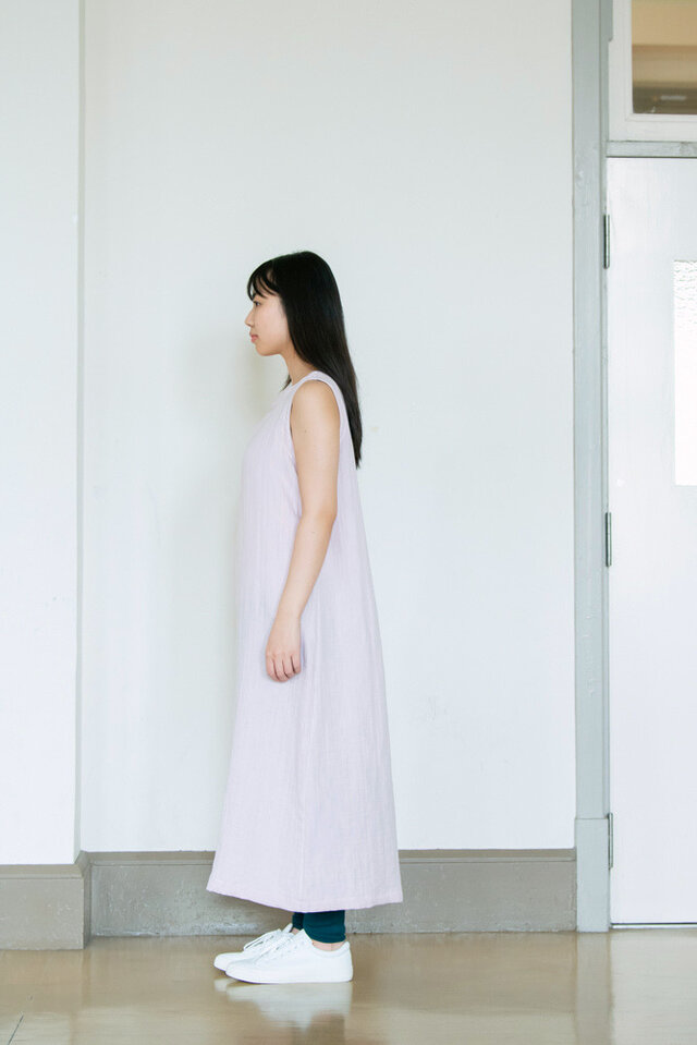 桜染め／Linen＆Organiccottonガーゼ】Aラインロングワンピース