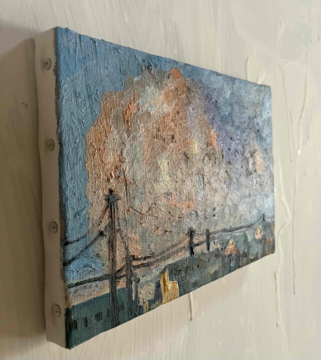 原画 油彩「朝の風景 2026613」絵画・サムホールサイズ （16×23