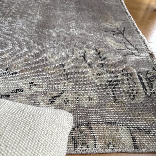 上品✳︎55×99✳︎くすみピンク　穏やかグレー　メダリオン　トルコヴィンテージラグ 大判131×250 グレージュ メダリオン 大人シック トルコヴィンテージ