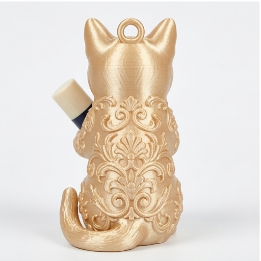 猫（マンチカン）の3Dプリント リップケース シルクゴールド