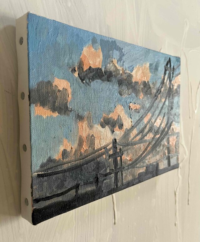 原画 油彩「朝の風景 2026613-2」絵画・サムホールサイズ （16×23