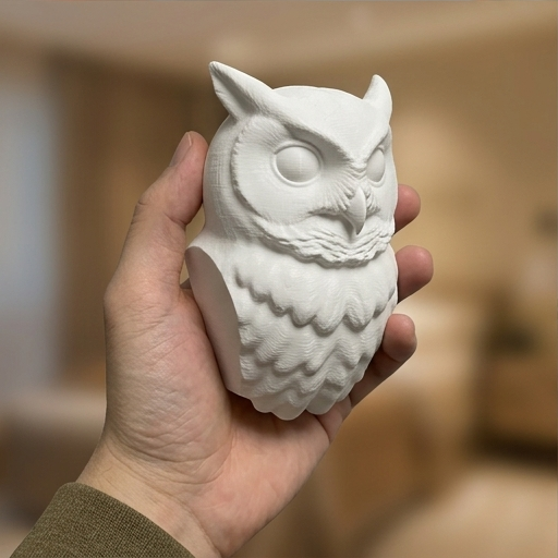 コノハズクの壁掛けレリーフ 3Dプリント 白PLA インテリア | iichi