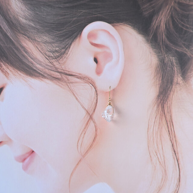 ダブルポイントクリスタルのピアス・イヤリング変更可・14kgf | iichi
