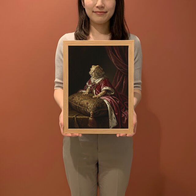 イグアナ（サバクイグアナ）のルネサンス風肖像画 A4額装インテリア