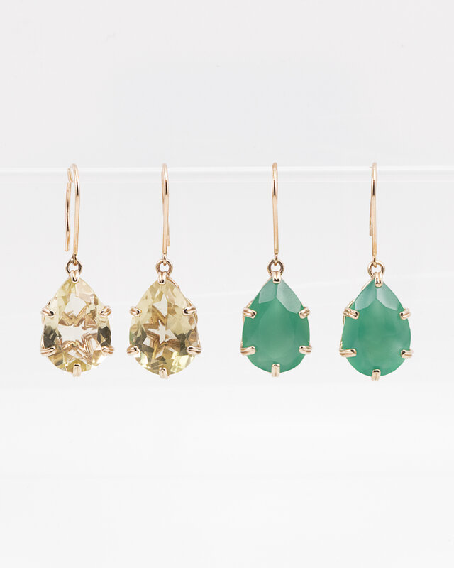 K10 Petal Hook Earrings / L｜レモンクォーツとグリーンオニキスの