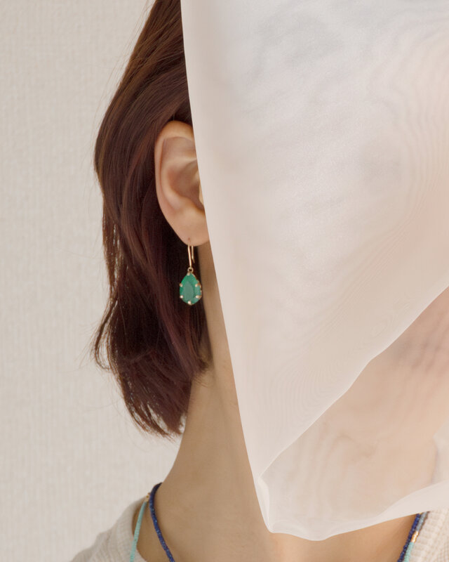 K10 Petal Hook Earrings / L｜レモンクォーツとグリーンオニキスの