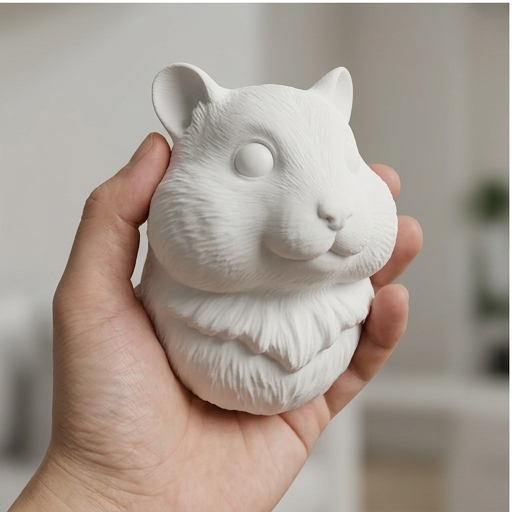 テディベアハムスターの壁掛けレリーフ 3Dプリント 白PLA インテリア