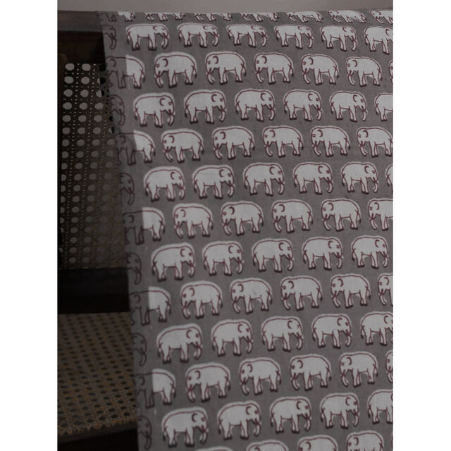 インド ブロックプリント生地 [50cm単位切売]ダブー エレファント on