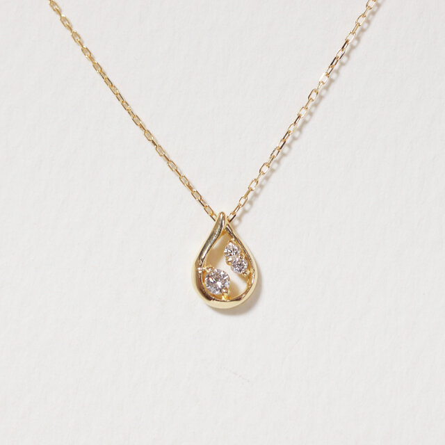 K18 0.05ct しずく型ダイヤモンドペンダント 18金 ゴールド つゆ