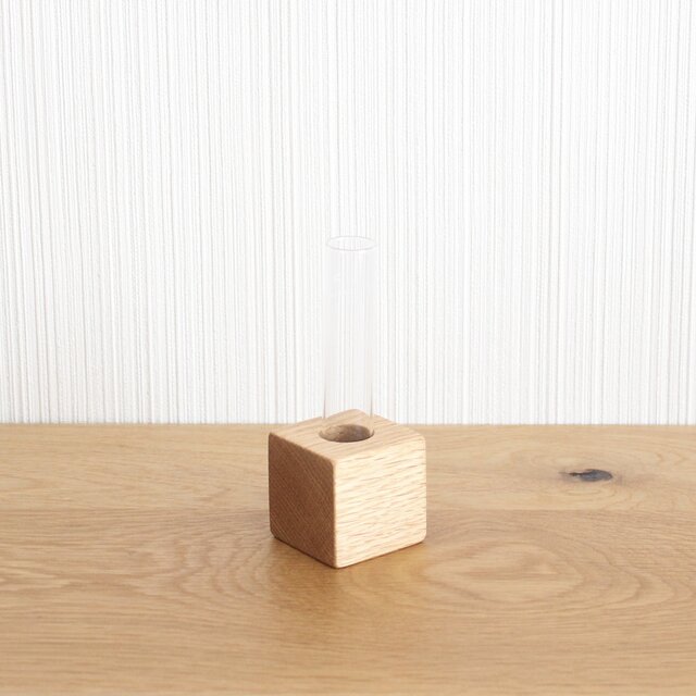 オークのキューブ一輪挿し フラワーベース 木製 | iichi 日々の暮らし