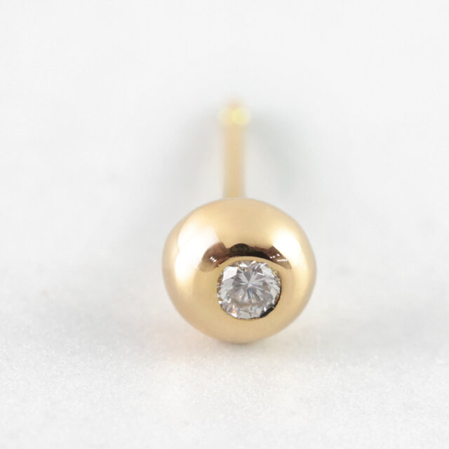 K18 一粒ダイヤ ボールピアス｜片耳販売 ダイヤモンド 一生物