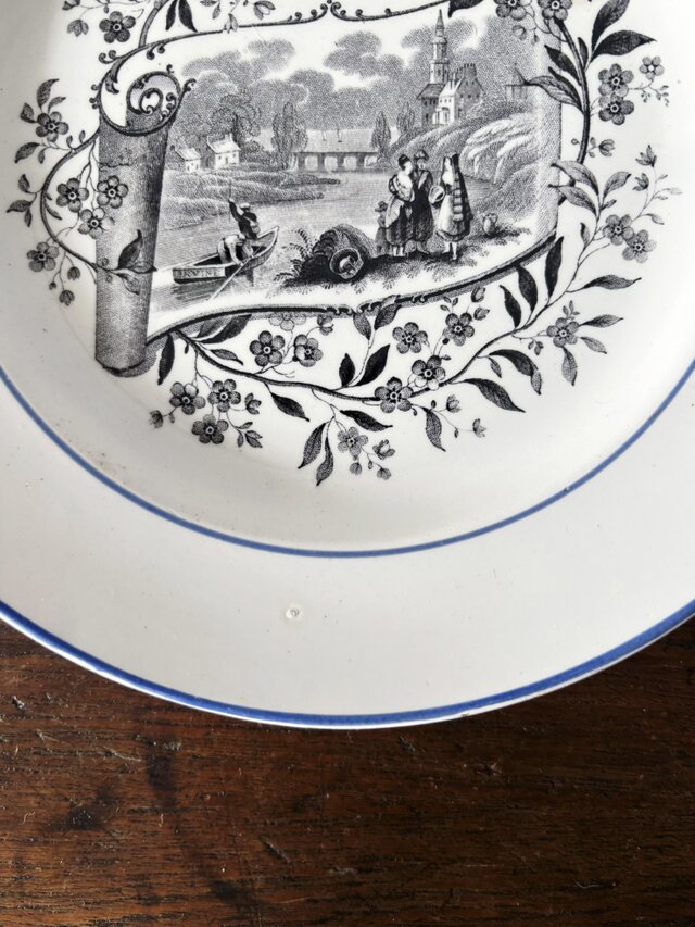 D.Johnston Bordeaux ボルドー グリザイユ 平皿 22cm フランス