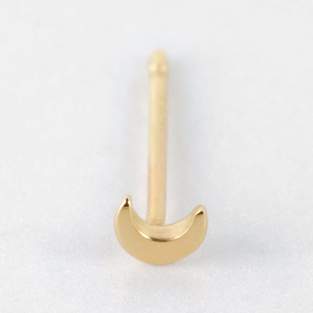 K18 極小三日月ピアス｜片耳販売 ムーンピアス セカンドホール 重ね