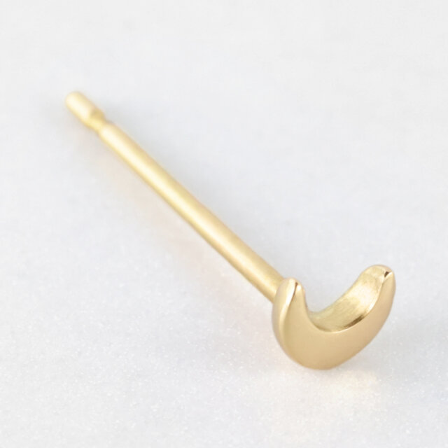 K18 極小三日月ピアス｜片耳販売 ムーンピアス セカンドホール 重ね