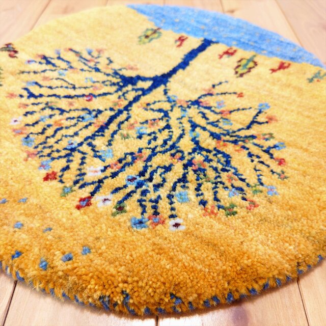 ハンドメイド ペルシャ ギャッベ アマレバフト 横40Φ40㎝ 円形 ザクロ