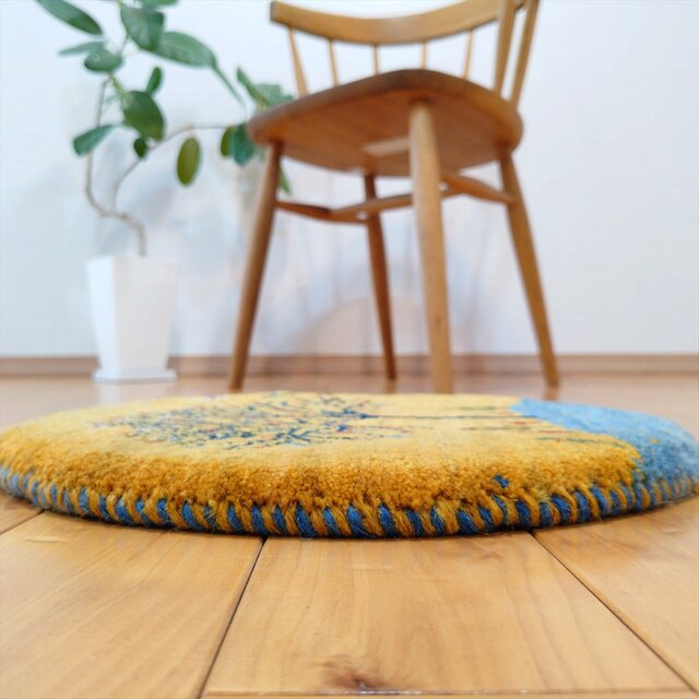ハンドメイド ペルシャ ギャッベ アマレバフト 横40Φ40㎝ 円形 ザクロ