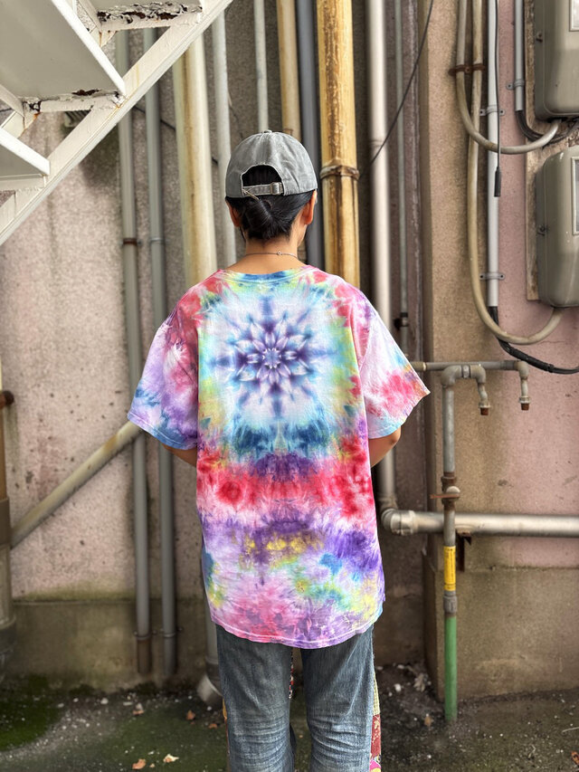 タイダイ Tシャツ Lサイズ 曼荼羅 カラフル ムラ染め Hippies Dye HD26