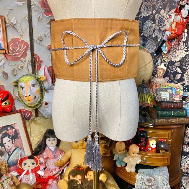 名古屋帯 リメイク サッシュベルト 飾り帯 和洋折衷 L〜LL対応 上品な