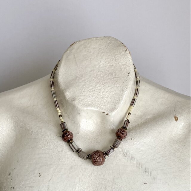 Vintage 70s-80s USA retro ceramic beads necklace | iichi 日々の