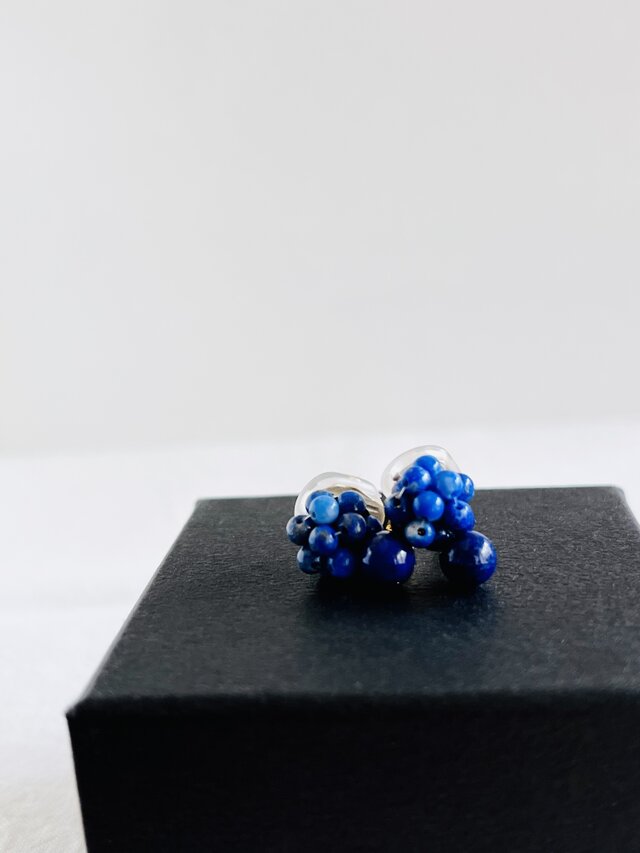天然石刺繍／イヤリング】粒々ラピスラズリ×maruラピスラズリ | iichi 