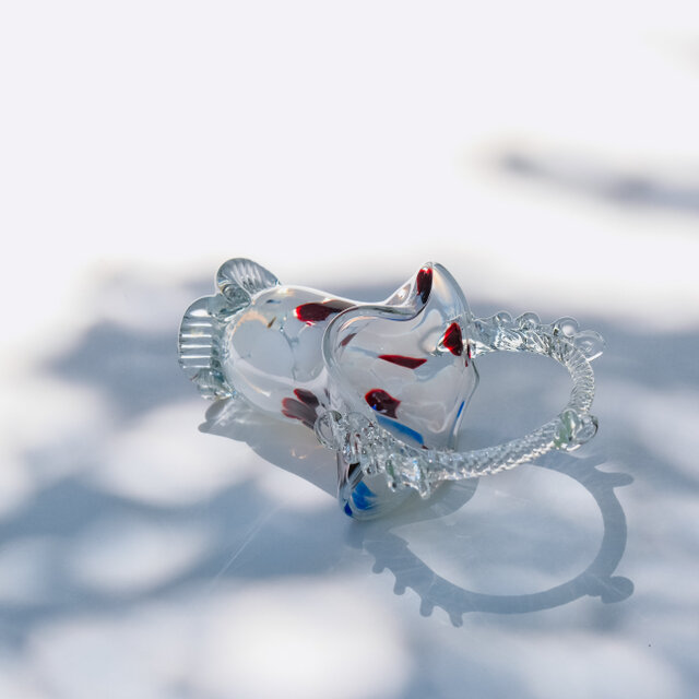 Bohemian Glass Mini Basket Vase / チェコスロバキア製