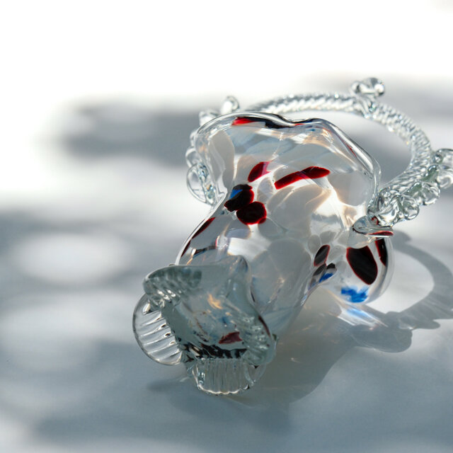 Bohemian Glass Mini Basket Vase / チェコスロバキア製