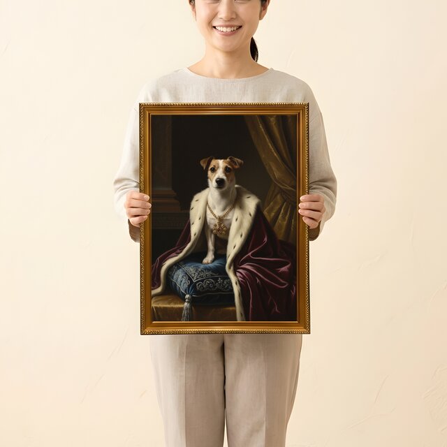 犬（ジャックラッセルテリア）のルネサンス風肖像画 A3額装インテリア
