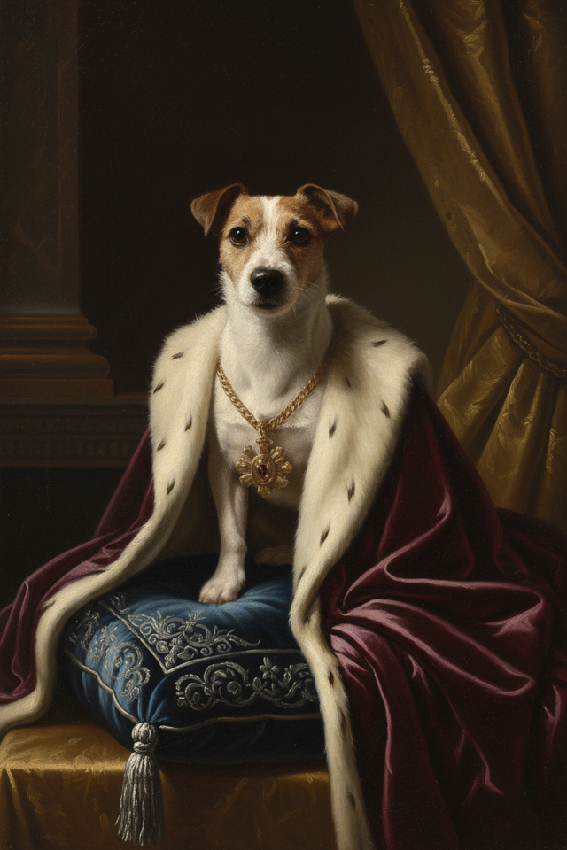 犬（ジャックラッセルテリア）のルネサンス風肖像画 A3額装インテリア