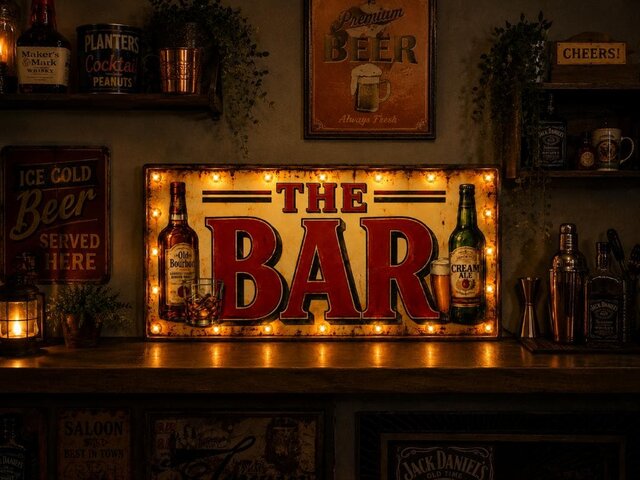 【オーダー無料】ビール パブ BAR レトロ 酒 看板 置物 雑貨 ライトBOX オーダー無料】BAR 酒場 ビール ウイスキー ホームバー アメリカン