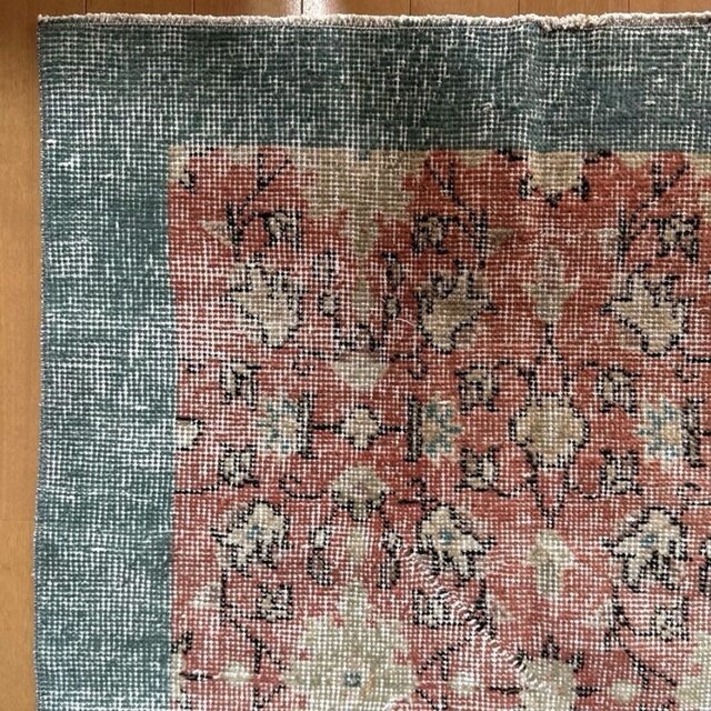 109×202コーラルピンク×ミントグリーン ボタニカル トルコヴィンテージ