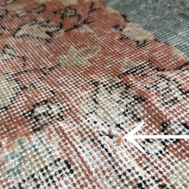 専用コーラルピンク66×156フラワーaccent トルコヴィンテージラグ 109×202コーラルピンク×ミントグリーン ボタニカル トルコヴィンテージ
