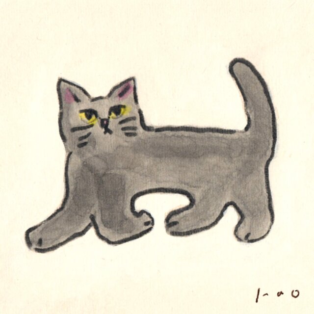 原画・イラスト】「猫」 ※木製額縁入り（18㎝角） | iichi 日々の