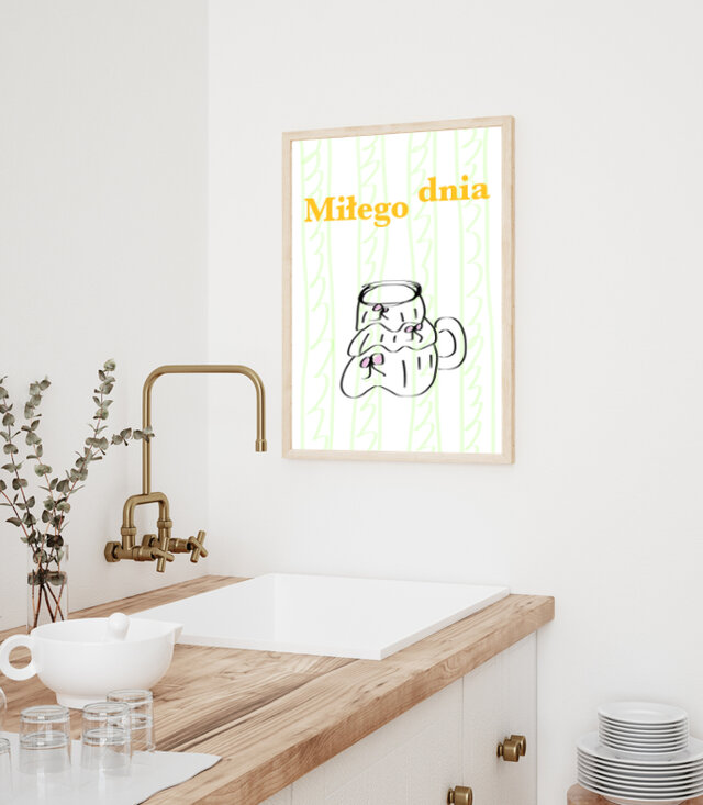 Milego Dnia／アートポスター インテリア 縦長 落書き シンプル