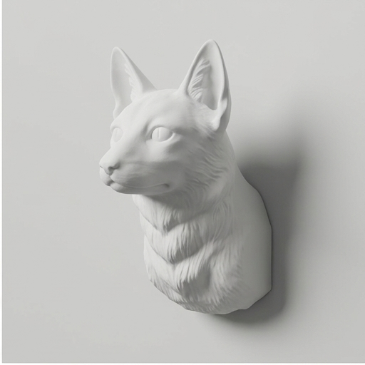 猫（エジプシャンマウ）の壁掛けレリーフ 3Dプリント 白PLA インテリア