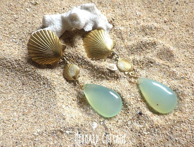 Mermaid Drops】アクアカルセドニーのマーメイドイヤリング | iichi