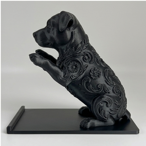 犬（ジャックラッセルテリア）のスマホスタンド 卓上 シルクブラック