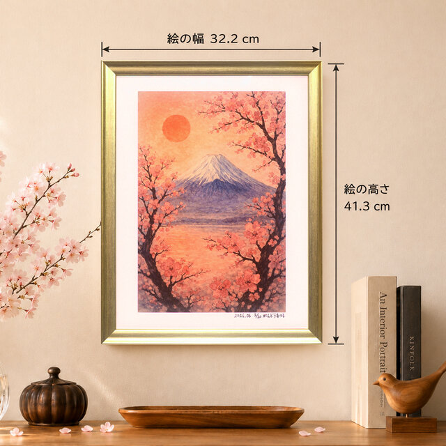 作者仕上げ『花めくころ』●がんどうあつしデジタル絵画AI使用A4額付縦34.8㎝ 作者仕上げ『花めくころ』○がんどうあつしデジタル絵画AI使用太子額付