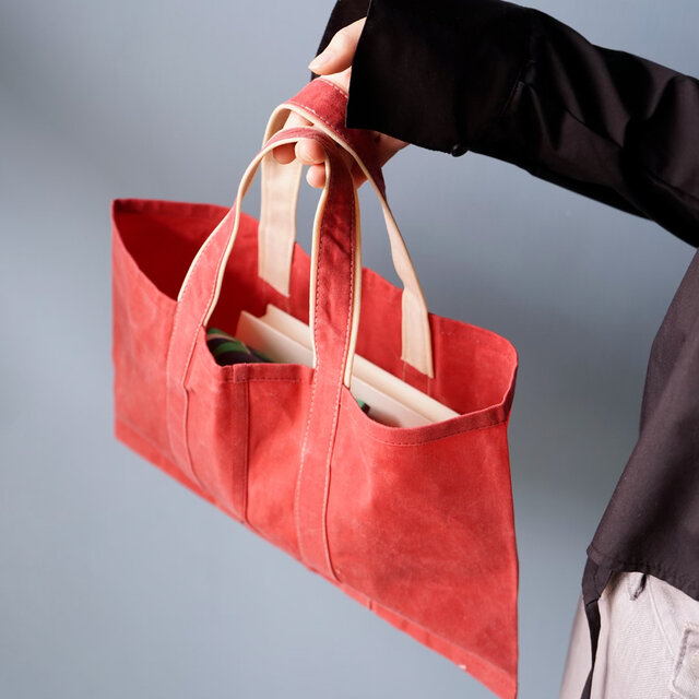 今市隆二　RILY トートバッグ RED【未使用美品】 インド茜染｜トートバッグ｜Petanco Tote / MINI ｜軽やかに持てるロウ