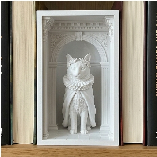猫(ソマリ)の3Dプリント ブックヌーク 白PLA 本棚インテリア | iichi 猫(ソマリ)の3Dプリント ブックヌーク 白PLA 本棚インテリア | iichi