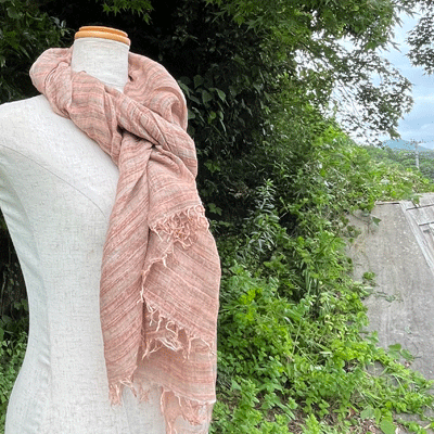 ✨ビンテージ激レア✨ 希少 開閉式 珠暖簾 ロング 欅カラー 播州織 柿渋染めロングストール K26042 | iichi 日々の暮らしを